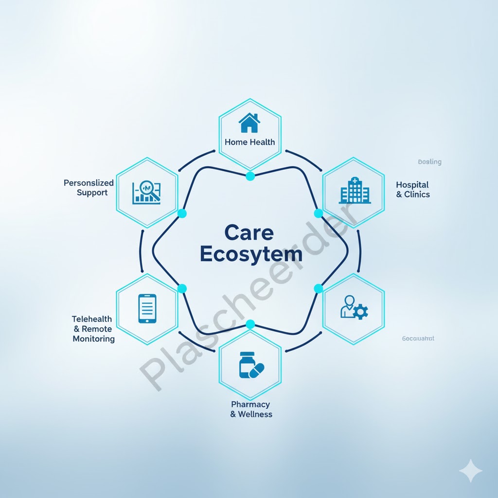 Diagram showing interconnected healthcare services